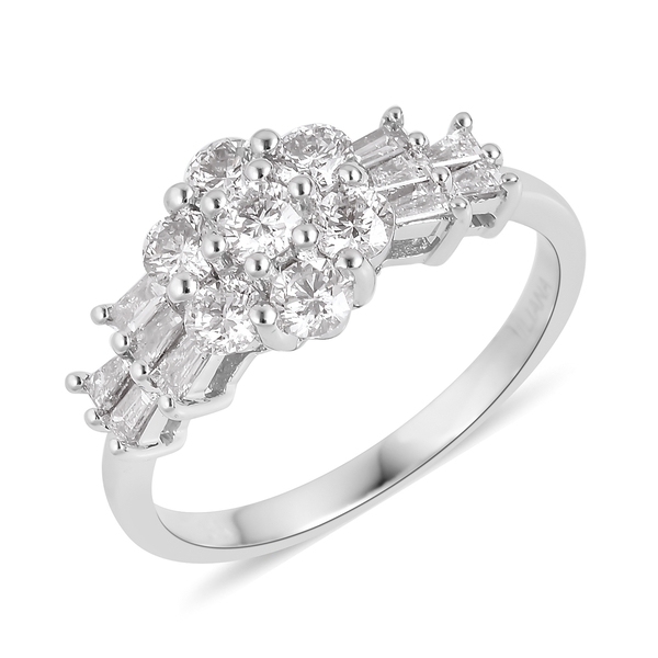 ILIANA 1 Carat Diamond Ballerina Design Floral Ring in 18K White Gold IGI Certified SI GH