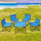 5 Piece Set - Outdoor Table and Four Chairs (Size Chair: 56x35x34 Cm, Table: 37x46 Cm) - Blue