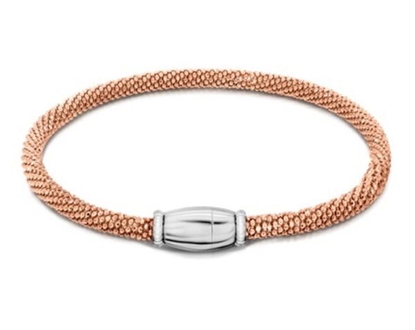 Close Out Deal Rose Gold Overlay Sterling Silver Bracelet (Size 7.5), Silver wt 8.70 Gms.