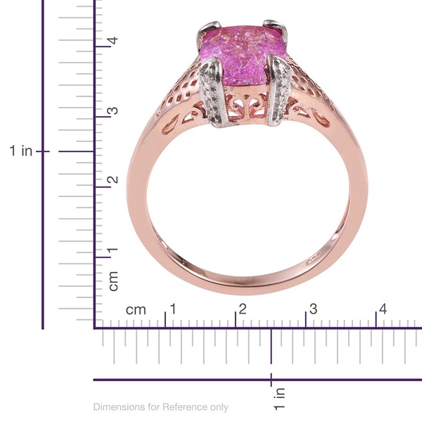 Pink Crackled Quartz (Cush) Solitaire Ring in Rose Gold Overlay Sterling Silver 2.750 Ct.