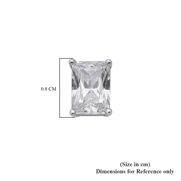 ELANZA Swiss Star Simulated Diamond Solitaire Earrings (with Push Back) in Rhodium Overlay Sterling Silver