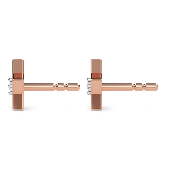 Natural Diamond Star Stud Earrings (with Push Back) in Rose Gold Overlay Sterling Silver 0.030 Ct.