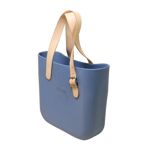 Italian O Handbag with Adjustable Strap (Size:30x31x10Cm) - Blue & Cream