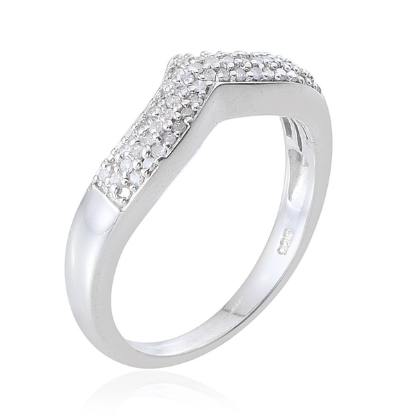 Diamond (Rnd) Stackable Chevron Ring in Platinum Overlay Sterling Silver 0.250 Ct.