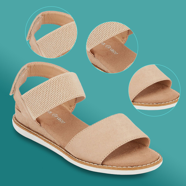 Close Out Deal- Suedette Cross Front Velcro Strap Sandal (Size 3)  Mocha