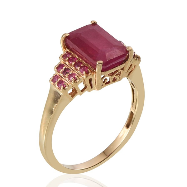 African Ruby (Oct 5.50 Ct), Ruby Ring in 14K Gold Overlay Sterling Silver 6.000 Ct.