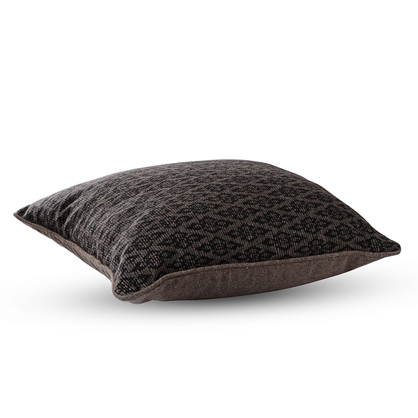 55% Wool Beige and Chocolate Colour Jacquard Cushion (Size 43x43 Cm)