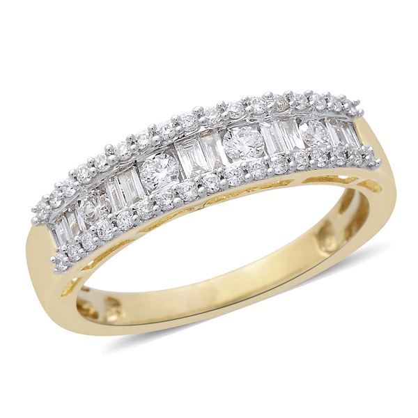 ILIANA 18K Yellow Gold IGI Certified Diamond (Bgt and Rnd) (SI G-H ) Ring 0.500 Ct.