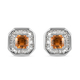 Orange Sapphire and Diamond Stud Earrings (with Push Back) in Platinum Overlay Sterling Silver 1.22 