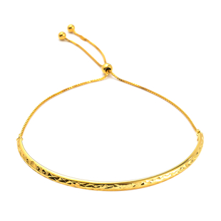 One Time Close Out Deal- Yellow Gold Overlay Sterling Silver Bracelet (Size - 8) Adjustable