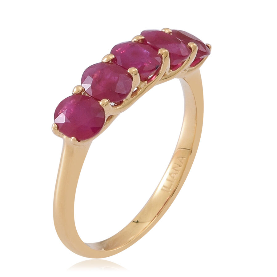 ILIANA 18K Y Gold AAAA  Ruby (Ovl) 5 Stone Ring 2.250 Ct.