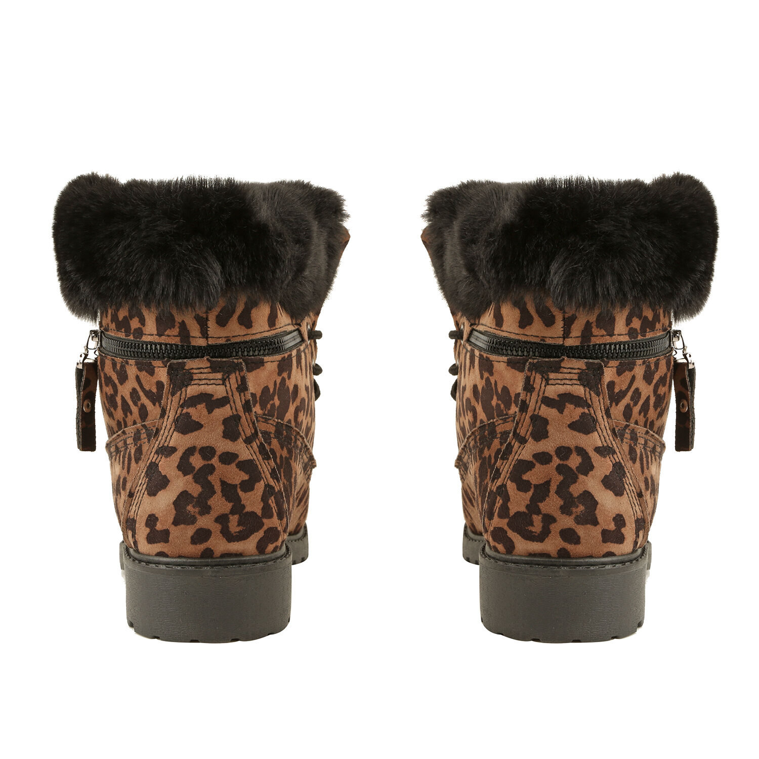 Leopard Print Women Lace Up Ankle Boots (Size 7) - Mustard