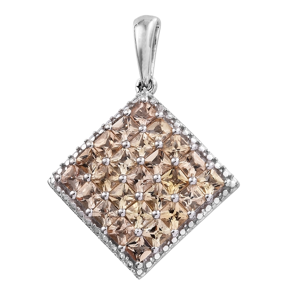 2.75 Ct Imperial Topaz Kite Shape Cluster Pendant in Platinum Plated Silver