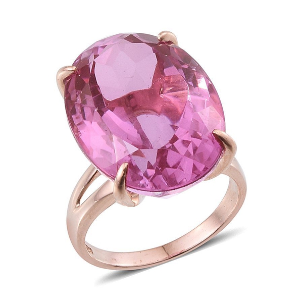 Kunzite Colour Quartz (Ovl) Ring in Rose Gold Overlay Sterling Silver 32.000 Ct.