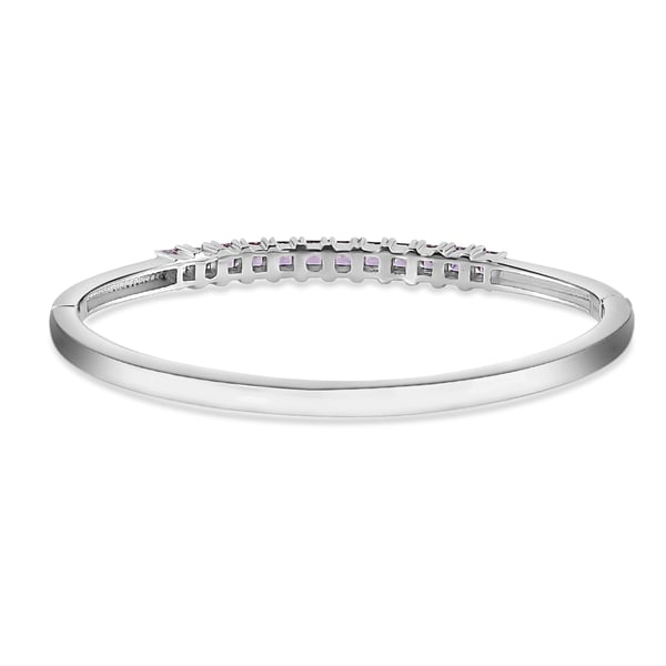 NY Close Out Deal - Simulated Amethyst Bangle (Size 7.5) in Stainless Steel