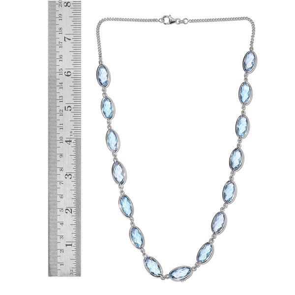 Sky Blue Topaz (Ovl) Necklace (Size 18) in Platinum Overlay Sterling Silver 62.500 Ct.