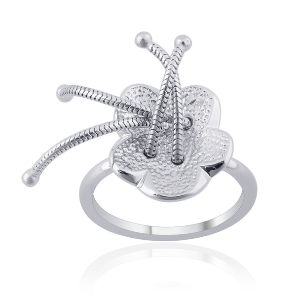 RACHEL GALLEY Lattice Floral Ring in Rhodium Plated Sterling Silver