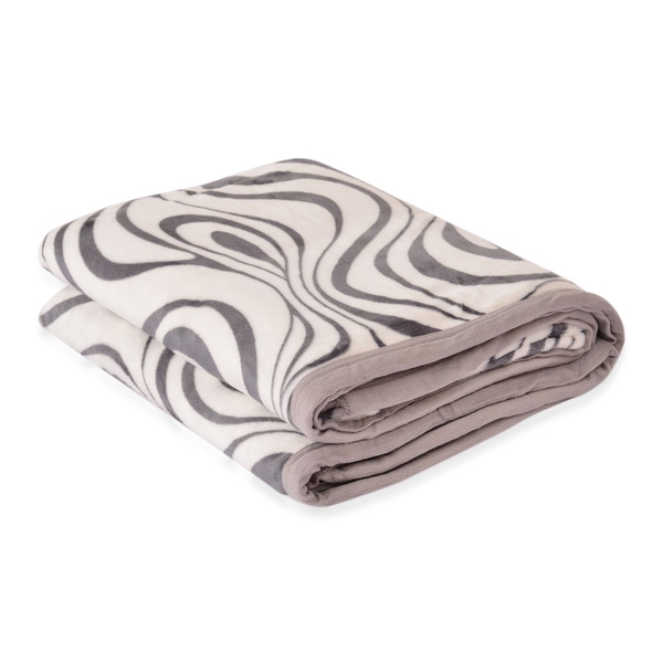 Superfine 300 GSM Microfiber Printed Flannel Black and White Colour Abstract Pattern Blanket (Size 200X150 Cm)