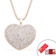 White Austrian Crystal Heart Pendant with Chain in Gold Tone
