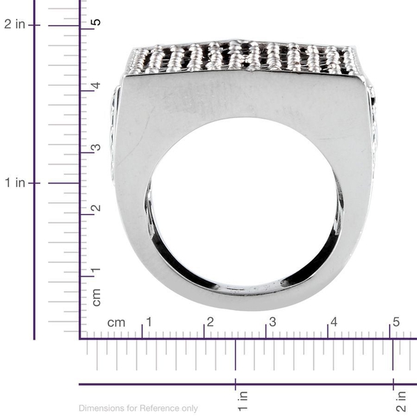 Boi Ploi Black Spinel (Rnd) Cluster Ring in Platinum Overlay Sterling Silver 2.250 Ct.