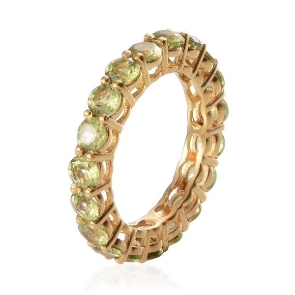 Hebei Peridot (Rnd) Full Eternity Ring in Yellow Gold Overlay Sterling Silver 4.750 Ct.