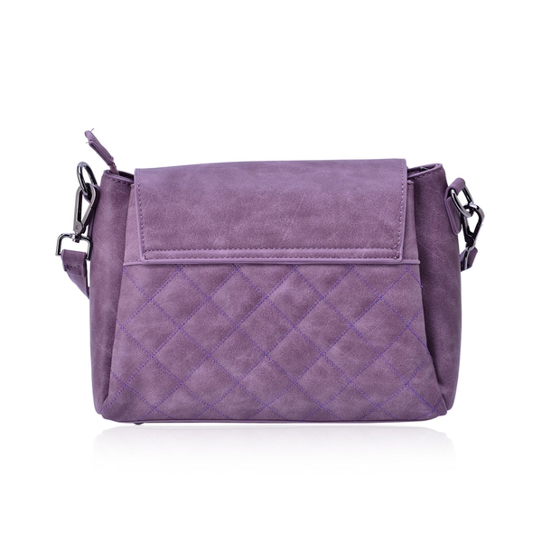 Purple Colour Diamond Cut Pattern Handbag With Adjustable and Removable Shoulder Strap (Size 27.5x21x12 Cm)