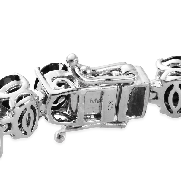 Rare Size Boi Ploi Black Spinel (Ovl 35.20 Ct) Bracelet (Size 6.5) in Platinum Overlay Sterling Silver 91.250 Ct. Silver wt. 22.00 Gms.