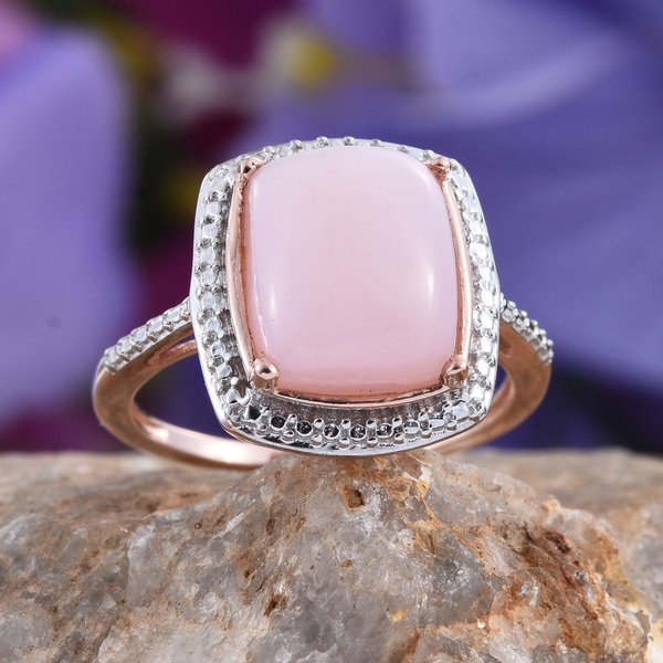 Peruvian Pink Opal (Cush) Solitaire Ring in Rose Gold Overlay Sterling Silver 3.000 Ct.