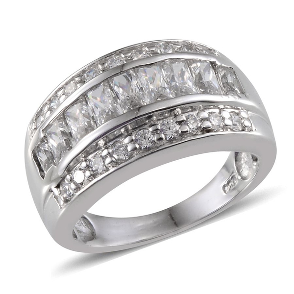Lustro Stella - Platinum Overlay Sterling Silver (Bgt) Ring Made with ...