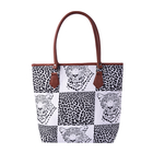 White and Black & Multi Leopard Print Tote Bag (42x11x36cm)