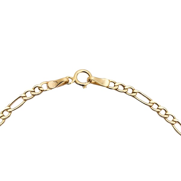 9K Yellow Gold Figaro Bracelet (Size 7.50) With Spring Ring Clasp