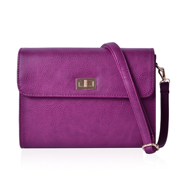 Marylebone Classic Deep Purple Colour Crossbody Bag with Adjustable and Removable Strap (Size 27x20x