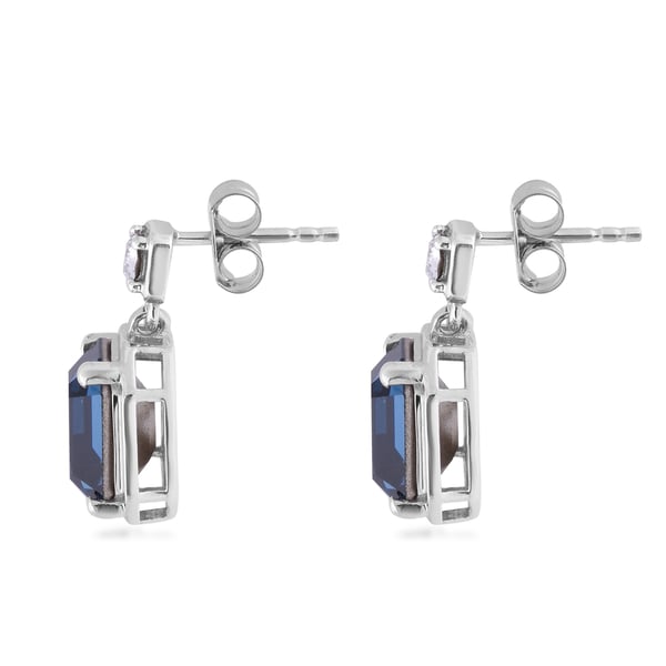 Lustro Stella Montana and White Crystal Earrings (with Push Back) in Platinum Overlay Sterling Silver