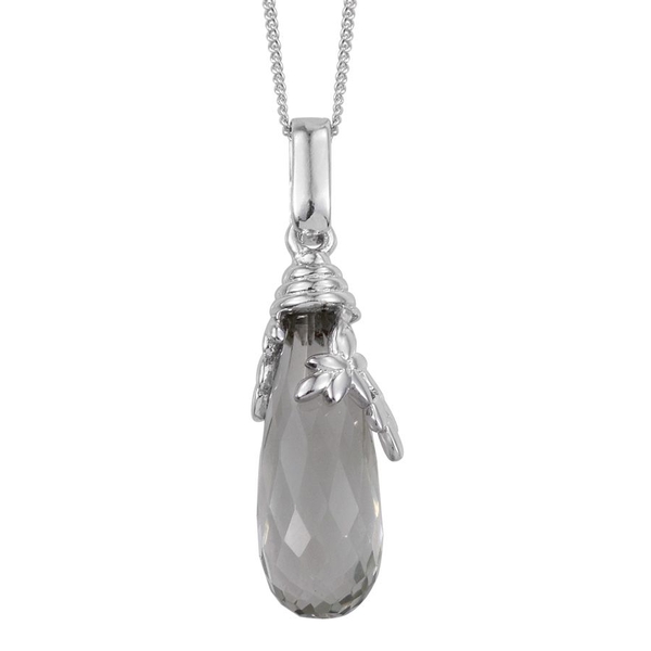 Stefy Green Amethyst and Pink Sapphire Pendant With Chain in Platinum Overlay Sterling Silver 11.550