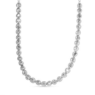Artisan Crafted Polki Diamond Necklace (Size - 16 and 4 Inch Extender) in Platinum Overlay Sterling 