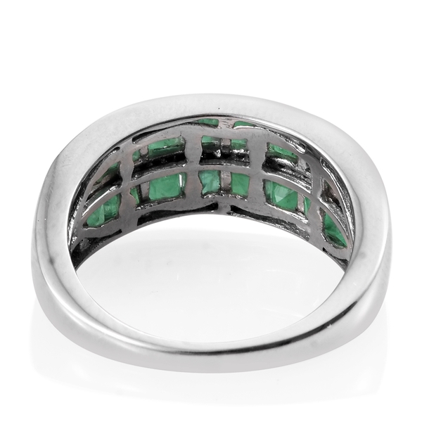 Limited Edition- AAA Kagem Zambian Emerald (Princess Cut), Natural Cambodian Zircon Ring in Platinum Overlay Sterling Silver 3.250 Ct.
