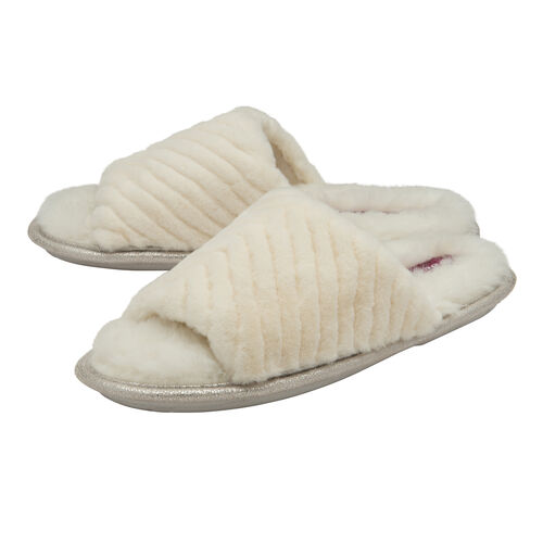 Dunlop Phoebe Ladies Memory Foam Faux Fur Lined Slip On Mule Slippers ...