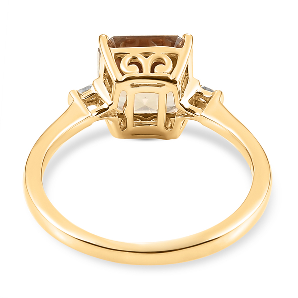 ILIANA 18K Yellow Gold AAA Turkizite (Asscher Cut) and Diamond Ring 3.05 Ct.