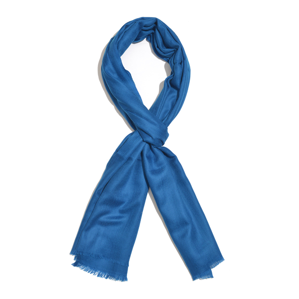 Limited Available - 100% Fine Cashmere Wool Royal Blue Colour Shawl (Size 200x70 Cm)