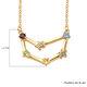 Diamond and Multi Gemstones Necklace (Size 18 with 2 Inch Extender) in 14K Gold Overlay Sterling Silver, Silver Wt. 5.28 Gms