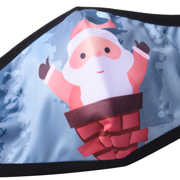 Set of 2 - Christmas Deer and Snow 100% Cotton Face Covering with Filter (Adult and Kid) - Teal