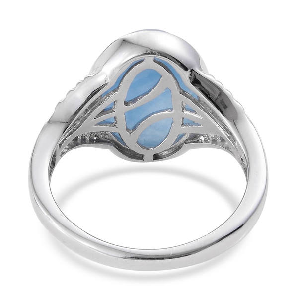 Blue Jade (Ovl) Solitaire Ring in Platinum Overlay Sterling Silver 7.000 Ct.