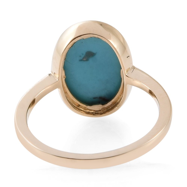 9K Y Gold AAA Arizona Sleeping Beauty Turquoise (Ovl) Solitaire Ring 4.500 Ct.