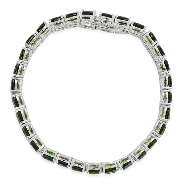Chrome Diopside (Ovl) Bracelet in Platinum Overlay Sterling Silver (Size 8) 50.000 Ct.