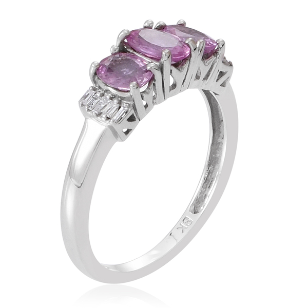 9K W Gold AAA Pink Sapphire (Ovl 0.50 Ct), Diamond Ring 1.250 Ct.