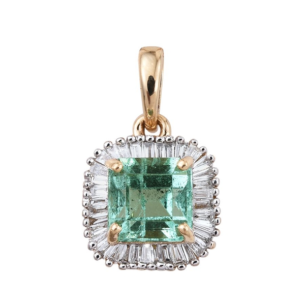 ILIANA 18K Y Gold Boyaca Colombian Emerald (Oct 1.05 Ct), Diamond Pendant 1.250 Ct.