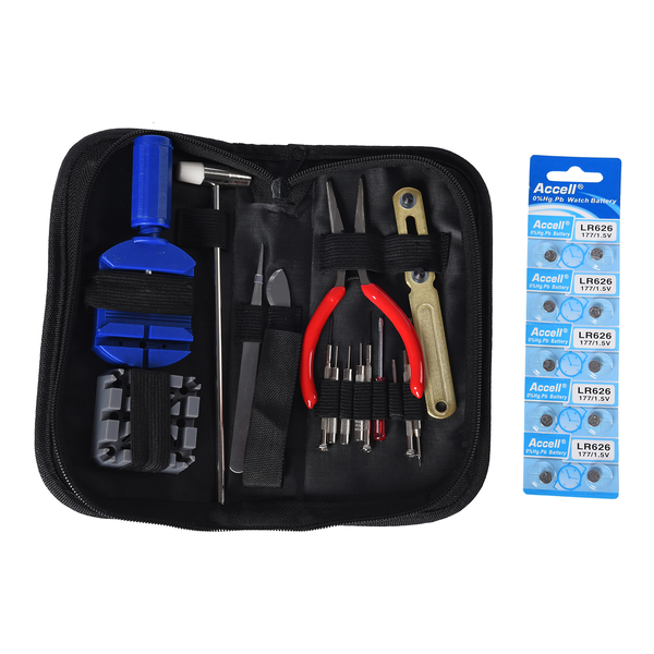 Watch Repair Tool Kit (17 Watch Repairing Tools and 10 Watch Batteries)