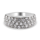 Lustro Stella Platinum Overlay Sterling Silver Cluster Band Ring (Size O) Made with Finest CZ 3.67 Ct.