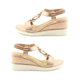 Heavenly Feet Milena Rose Gold Wedge Sandals with Elastic Ankle Strap (Size 5)