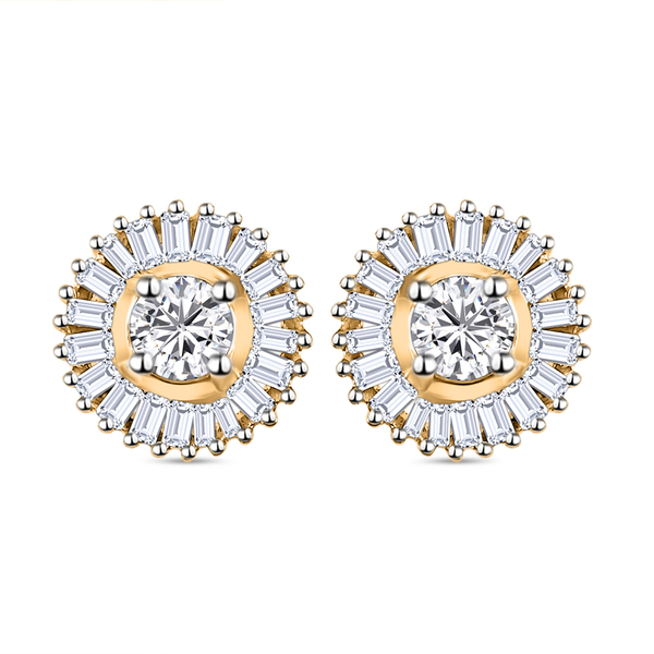 9K Yellow Gold SGL Certified Diamond (I3/G-H) Stud Earrings (With Push Back) 0.50 Ct.